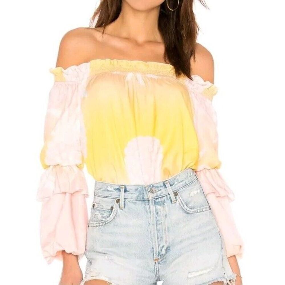 Cynthia Rowley Jetset Pineapple Top In Sunset Off The Shoulder Women's Size XS/S